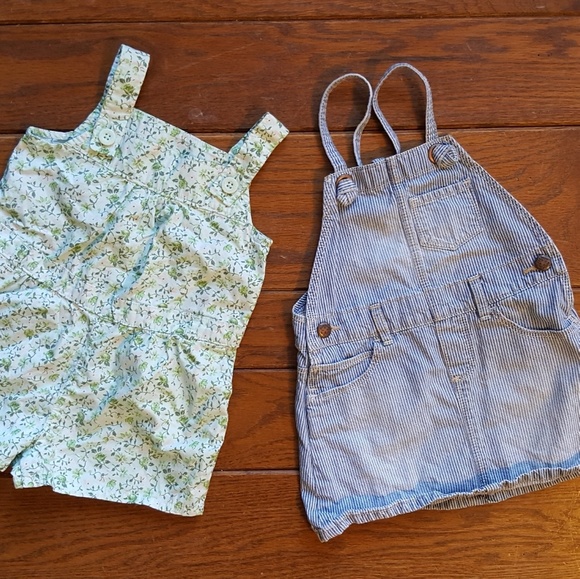 GAP Other - Flowered Shortalls and striped jean dress